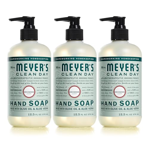 MRS. MEYER'S CLEAN DAY Hand Soap, Birchwood, Made with Essential Oils, 12.5 oz - Pack of 3
