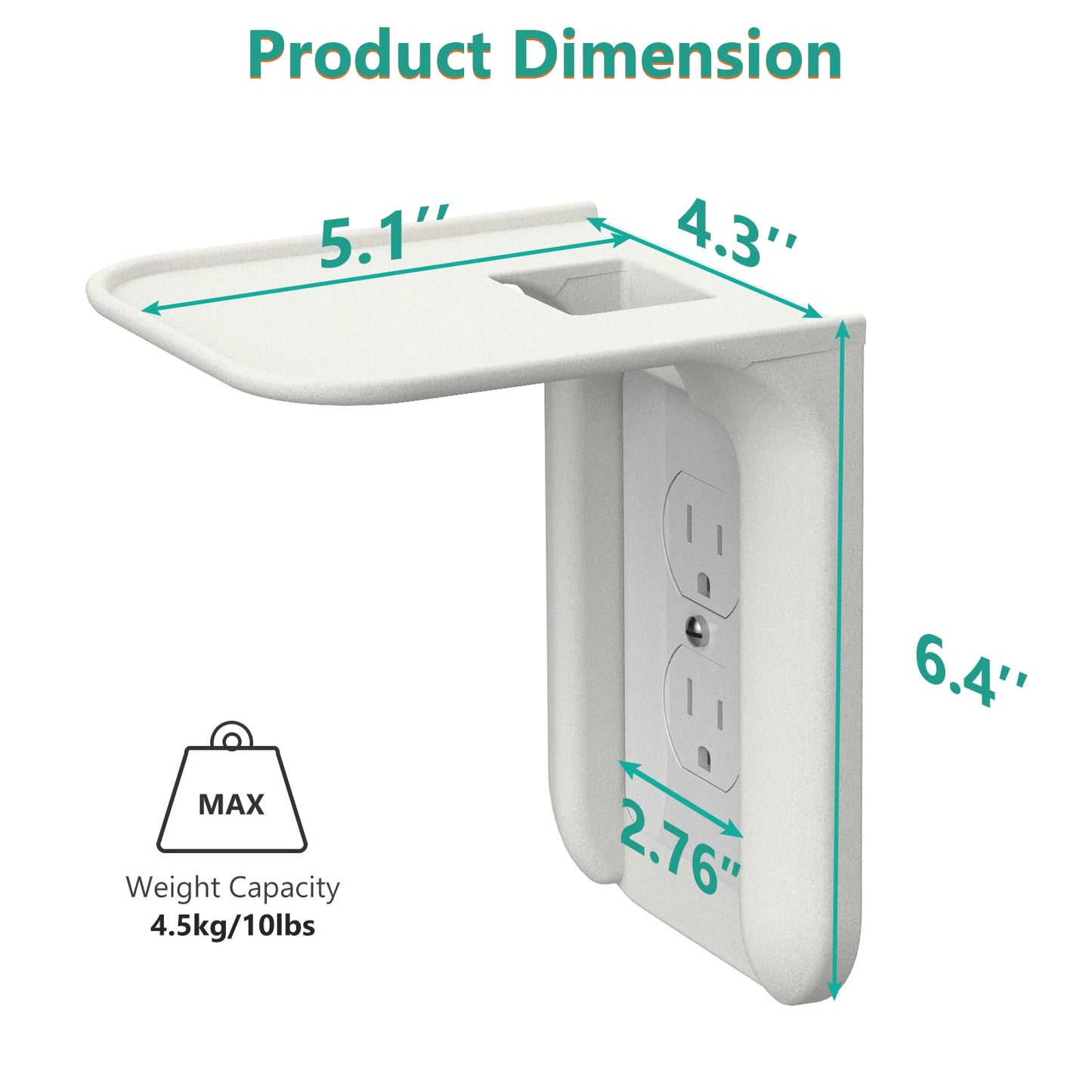 WALI Outlet Shelf Wall Holder,Bathroom Wall Shelf up to 10lbs Standard Vertical Duplex Wall Shelf Organizer for Smart Home Decor Space Saving Power Tools, Toothbrush (OLS001-W), 1 Pack, White