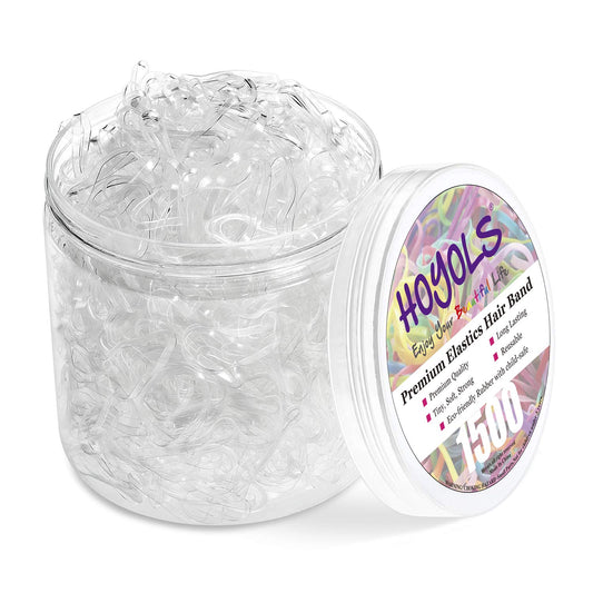 HOYOLS Clear Elastic Hair Rubber Bands, 1500pcs Mini Small Clear Ponytail Elastics Holders for Blond Kids Girls Hair No Crease Damage No Hurt 1 Inch TPU